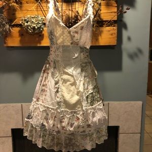 Sacred Thread Floral Patchwork Pearls & Lace Dress